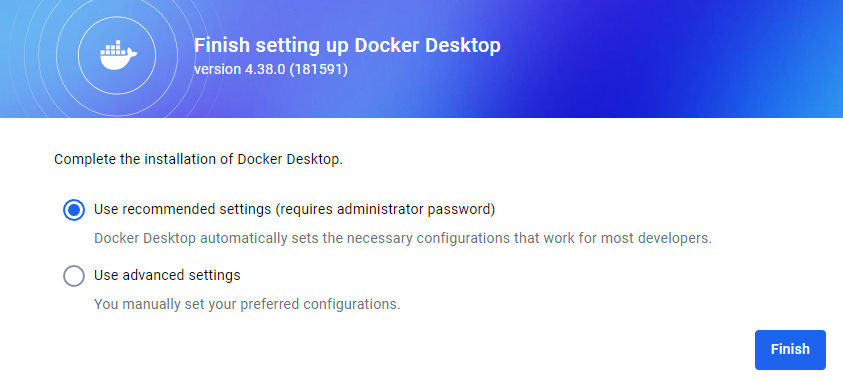 Finish setting up Docker Desktop