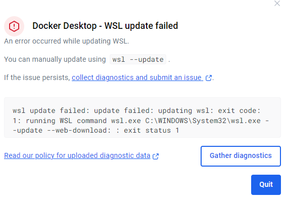 WSL update failed