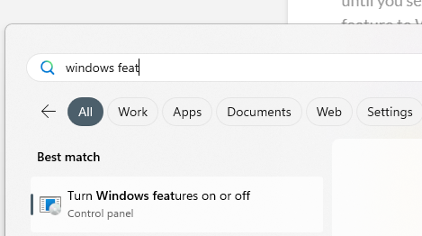 Turn Windows Features On or Off